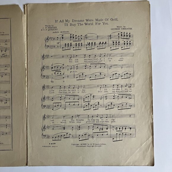 1910s Vintage Sheet Music Huckleberry Finn - If All My Dreams Were Made of Gold - Picture 15 of 16